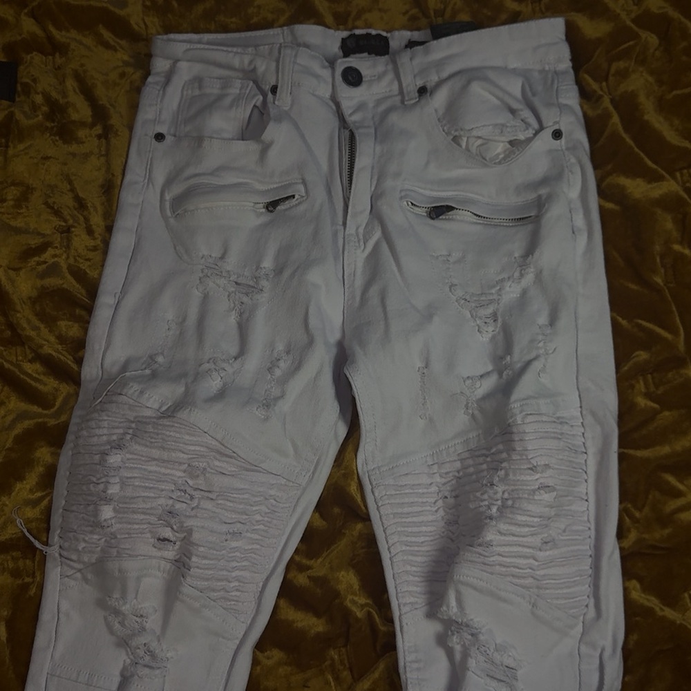 Men's Slim Fit Distressed Jeans - White